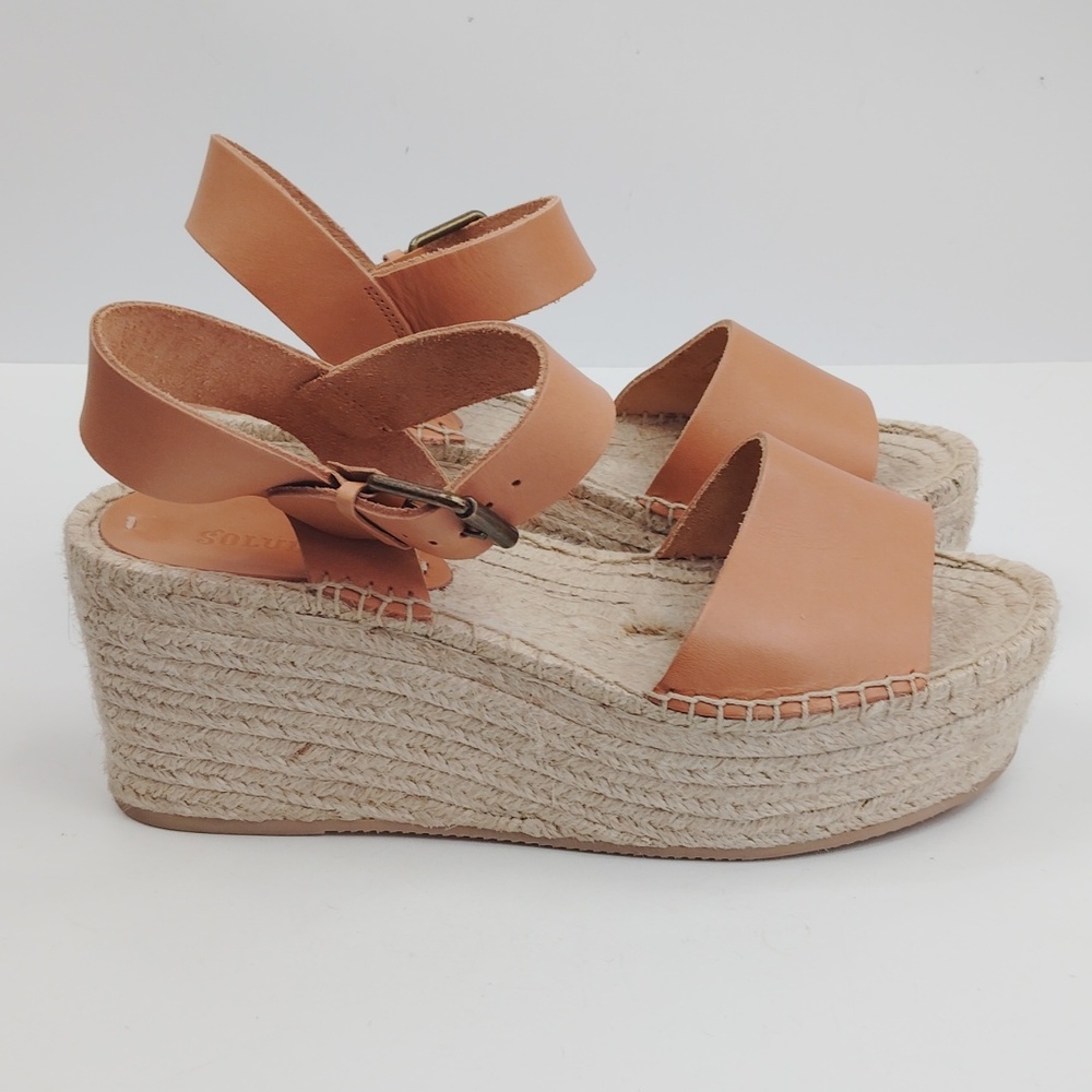 Soludos Minorca Leather Platform Wedge Espadrille Sandal - Picture 7 of 11